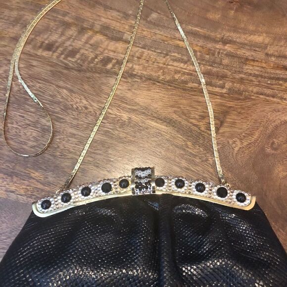 Vintage handbag-gold tone chain strap - Picture 7 of 11